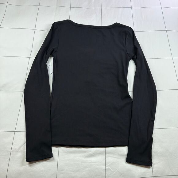 Athleta Top Womens XS Black Signature Rib Henley Modal Commute Lounge Travel New - Picture 4 of 10